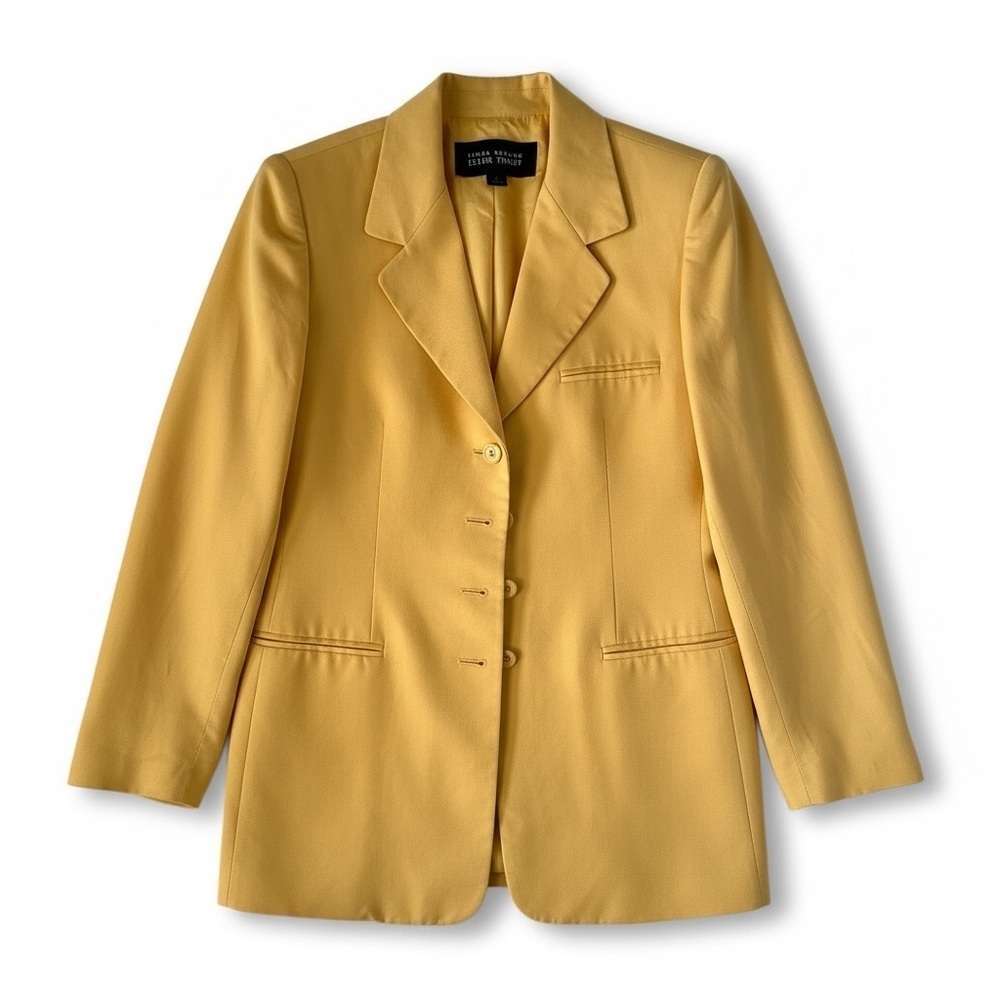 Linda Allard Ellen Trace Yellow Women's Blazer 100% Silk Size 4